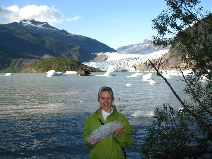 woman infront of glacier